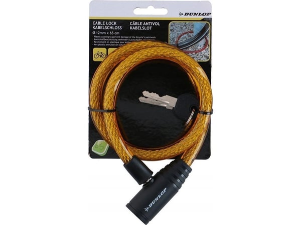 Dunlop sykkellås spiral med nøkkel 65 cm (oransje)