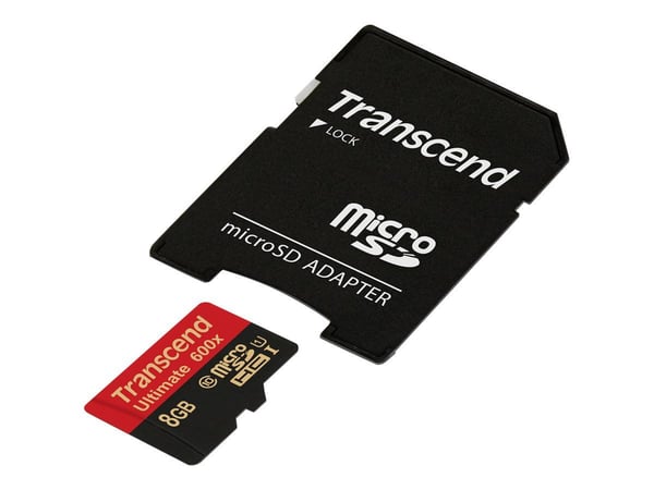 Transcend Ultimate - Flashminnekort (microSDHC til SD-adapter inkludert) - 8 GB - UHS Class 1 / Class10 - 600x - microSDHC UHS-I