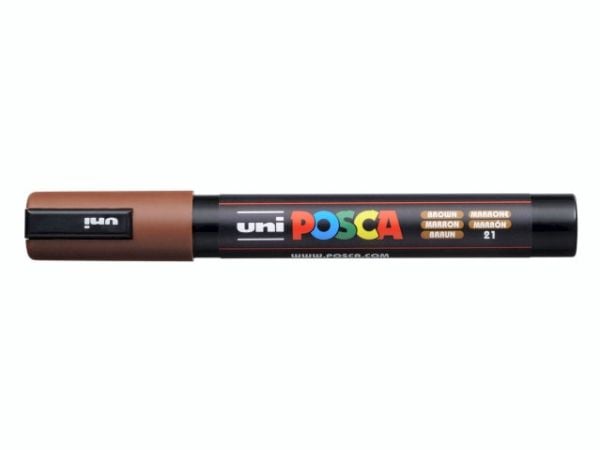 POSCA PC-5M, Brun, Flerfarget, 1 farger, Medium, Vann-basert blekk, Projektil spiss