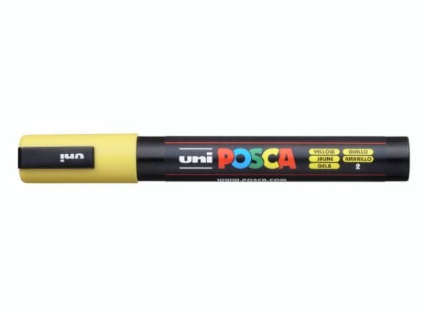 POSCA PC-5M, Gult, Flerfarget, 1 farger, Medium, Vann-basert blekk, Projektil spiss