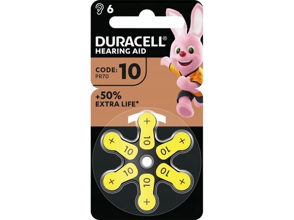 Duracell batteri høreapparater EasyTab 10 (PR70) NYHET 6 stk.