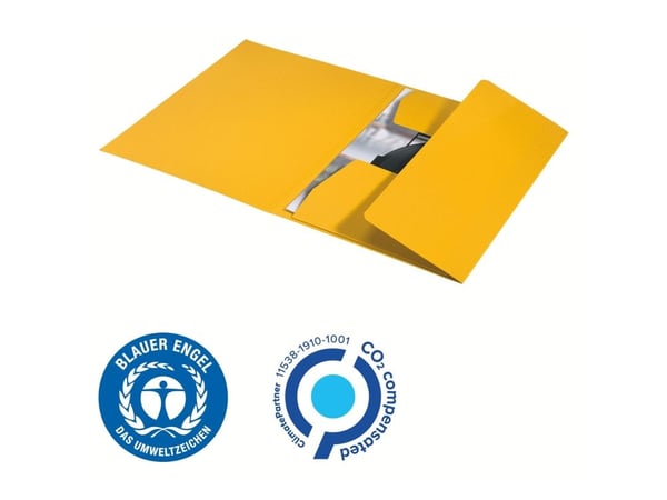 Leitz Recycle - 3-fliksmappe - bokryggbredde: 2 mm - for A4 (210 x 297 mm) - kapasitet: 250 ark - gul Leitz Recycle - 3-fliksmappe - bokryggbredde: 2 mm - for A4 (210 x 297 mm) - kapasitet: 250 ark - gul