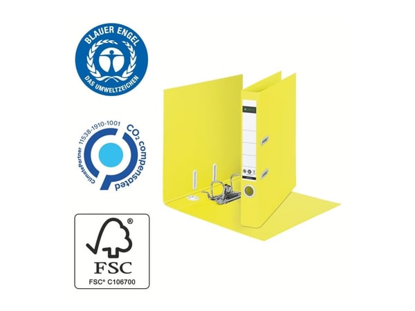 Leitz 180° Recycle - Spakbågesfil - ryggbredd: 55 mm - för A4 (210 x 297 mm) - kapacitet: 350 ark - gul