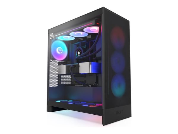 NZXT H series H7 Flow RGB - Mid tower - utvidet ATX (E-ATX) - sidepanel med vindu (herdet glass) - ingen strømforsyning - matt svart - USB/lyd