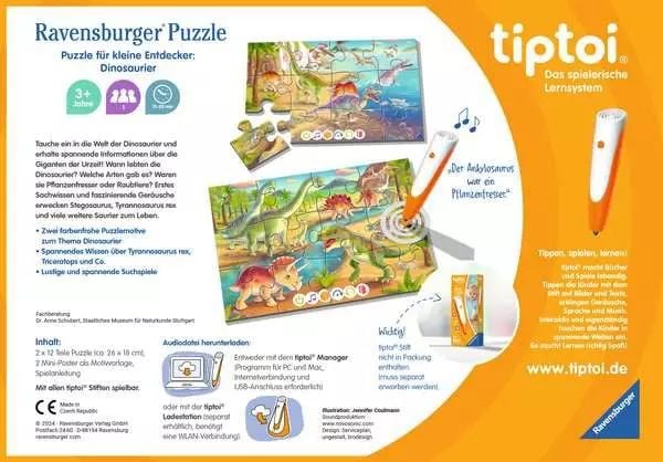 Ravensburger tiptoi-pussel för små upptäckare: dinosaurier