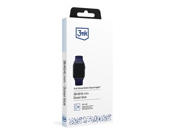 3MK 5903108565653, Klokkerem, Apple, Watch series 1/2/3/4/5/6/7/8/9/SE/Ultra, Silikon, Rustfritt stål, Blå, 38/40/41 mm