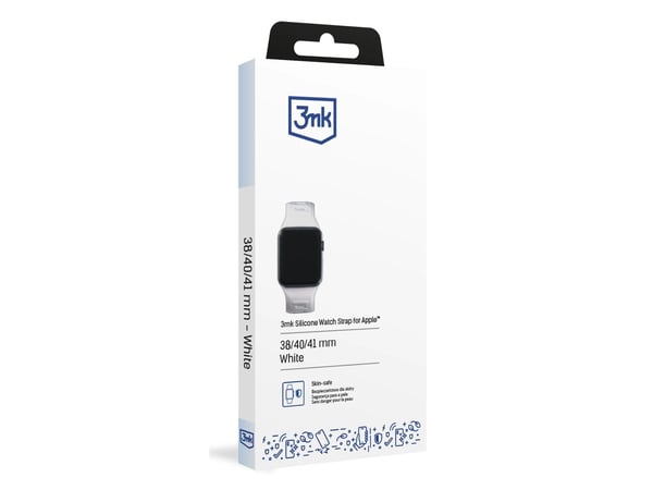 3MK 5903108565707, Klokkereim, Apple, Watch serie 1/2/3/4/5/6/7/8/9/SE/Ultra, Silikon, Rustfritt stål, Hvit, 38/40/41 mm