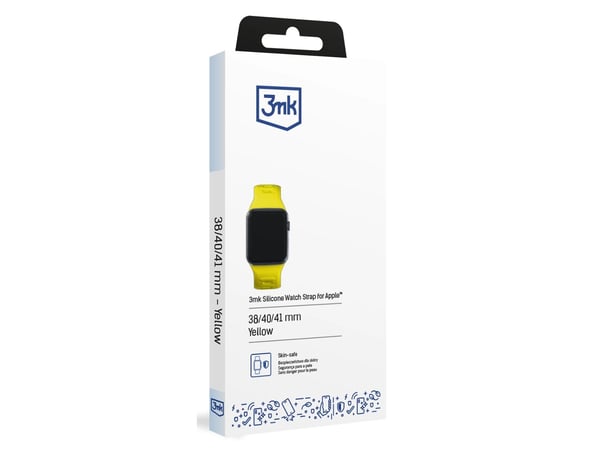 3MK 5903108565714, Klokkereim, Apple, Watch series 1/2/3/4/5/6/7/8/9/SE/Ultra, Silikon, Rustfritt stål, Gult, 38/40/41 mm