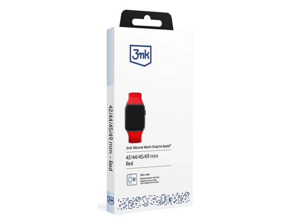 3MK 5903108565837, Klokkereim, Apple, Watch serie 1/2/3/4/5/6/7/8/9/SE/Ultra, Silikon, Rustfritt stål, Rød, 42/44/45/49 mm