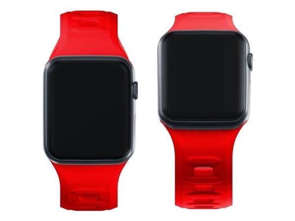 3MK 5903108565837, Klokkereim, Apple, Watch serie 1/2/3/4/5/6/7/8/9/SE/Ultra, Silikon, Rustfritt stål, Rød, 42/44/45/49 mm