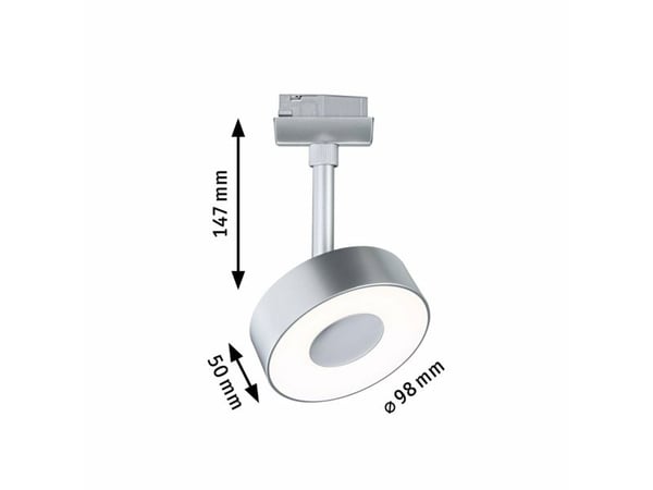 Paulmann Circle, Spotlight på skinne, 1 ampuller, LED, 5 W, 4000 K, Kromfarget