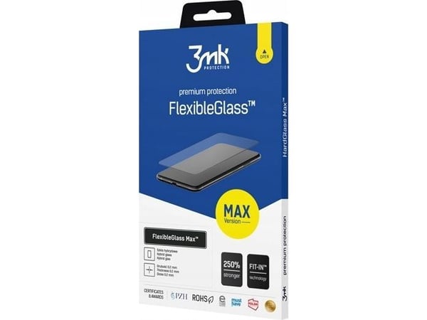 3MK FlexibleGlass Max Sam M34 M346 5G musta/musta, Hybridilasi, jossa on vahvistetut reunat