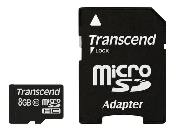 Transcend Premium - Flashminnekort (microSDHC til SD-adapter inkludert) - 8 GB - Class 10 - 133x - microSDHC