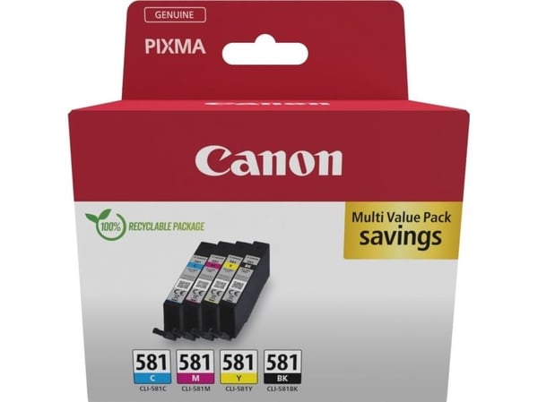 Canon CLI-581 BK/C/M/Y Multi Pack - 4-pack - 5.6 ml - svart, gul, cyan, magenta - original - hengeboks - blekkbeholder - for PIXMA TS6251, TS6350, ...