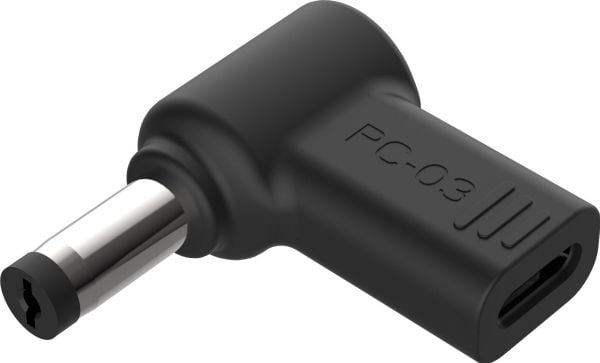 Conceptronic - Strømadapter - 24 pin USB-C (hunn) til 5,5 x 1,7 mm DC-jakk (hann) vinklet - DC 18 - 20 V - 5 A - støtte for Power Delivery 3.0, USB...