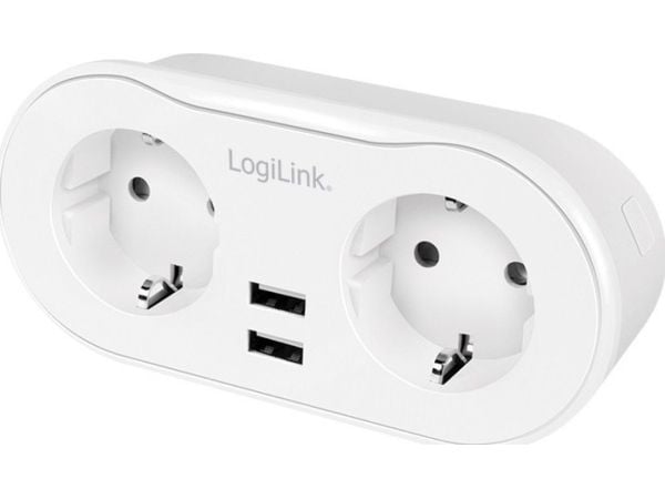 LogiLink Wi-Fi smartkontakt med 2 uttag vit