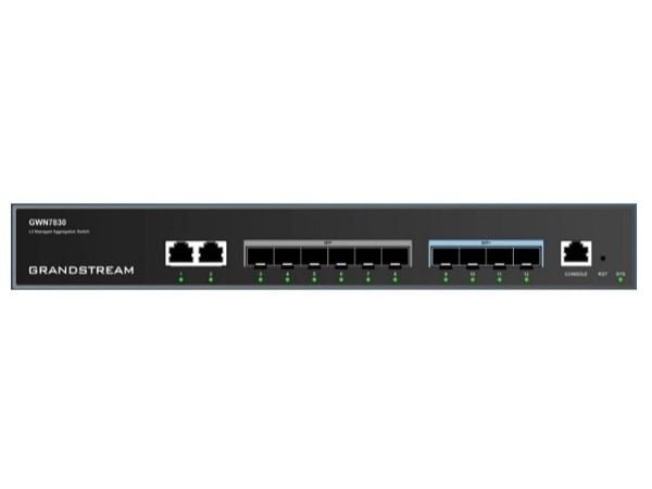 Grandstream GWN7830 - Switch - aggregation - L3 - Styrt - 2 x 10/100/1000 + 6 x Gigabit SFP + 4 x 10 Gigabit SFP+ - stasjonær, veggmonterbar, rackm...