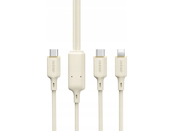 Dudao USB-C - USB-C + Lightning USB-kaapeli 1,2 m Beige (DDA335) Dudao USB-C - USB-C + Lightning USB-kaapeli 1,2 m Beige (DDA335)