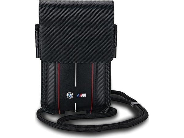 BMW lommebokveske Carbon Red Stripes (BMPSP15XMSCAKR) telefonveske svart