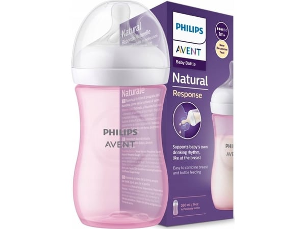 Avent Natural Response Flaske 260 ml rosa Avent Natural Response Flaske 260 ml rosa
