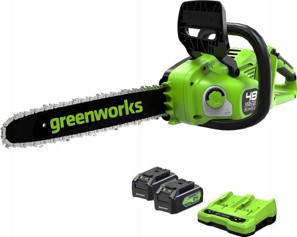 Greenworks 2x24 V kjedesag 36 cm GD24X2CS36K4X sett med lader og 2x batteri 4.0 Ah