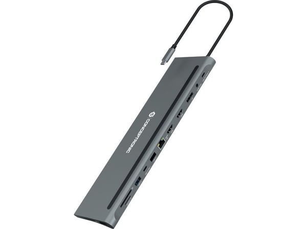 Conceptronic DONN17G - Dokkingstasjon - USB-C 3.2 Gen 1 - 2 x HDMI, DP - 1GbE