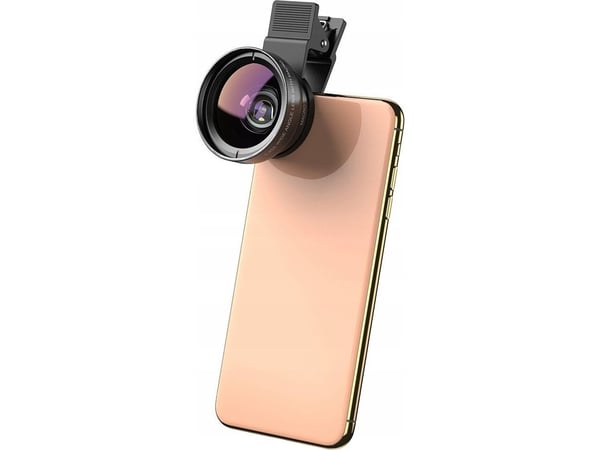 Apexel 2-i-1 objektivsett: makrofilter 12,5x + wide angle 0,45x til telefon Apl-0.45wm