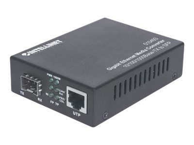 Intellinet Gigabit Ethernet to SFP Media Converter, 10/100/1000Base-Tx to SFP slot, empty - Fibermedieomformer - 1GbE - 10Base-T, 100Base-TX, 1000B...