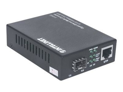 Intellinet Gigabit Ethernet to SFP Media Converter, 10/100/1000Base-Tx to SFP slot, empty - Fibermedieomformer - 1GbE - 10Base-T, 100Base-TX, 1000B...