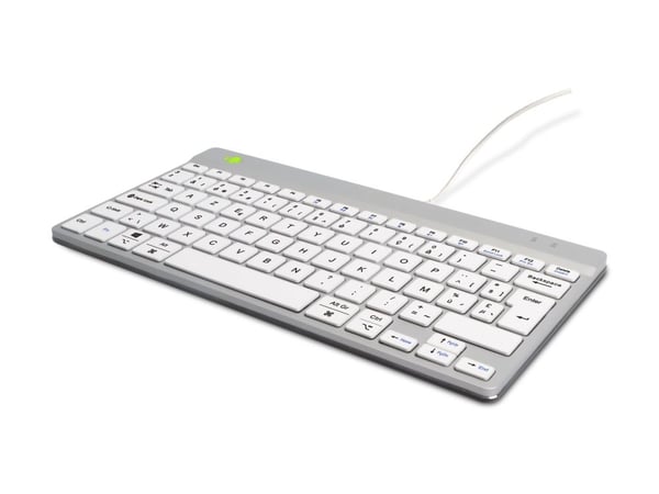 R-Go Compact Break - Tastatur - with integrated break indicator - USB-C - AZERTY - Belgisk - hvit