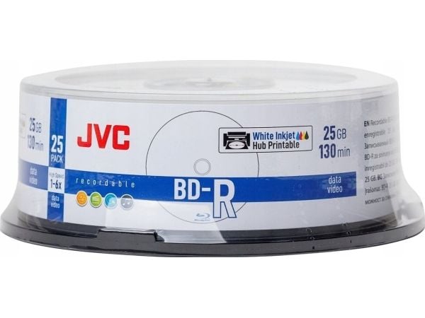 JVC JVC BD-R 25GB 6X INKJET WHITE PRINTABLE CAKE*25 70L71KJCK0007 JVC JVC BD-R 25GB 6X INKJET WHITE PRINTABLE CAKE*25 70L71KJCK0007