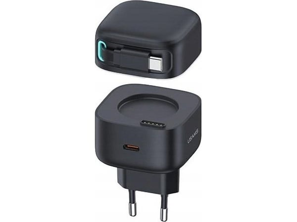 USAMS nettlader US-CC202 USB-C + USB-C-kabel PD QC 35W svart USAMS nettlader US-CC202 USB-C + USB-C-kabel PD QC 35W svart