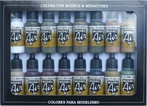 Vallejo 71.190, 17 ml, Sort, Brun, Grønn, Grå, Oliven, Rød, Umbra, Hvit, Gult, Matte, Flaske