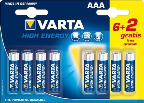Varta -4903SO, Engangsbatteri, AAA, Alkalinsk, 1,5 V, 8 stykker, Blister