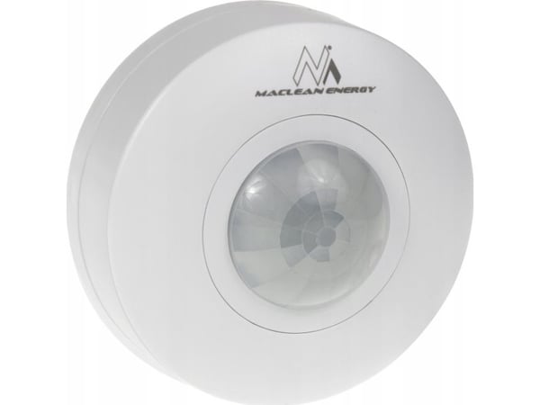 Maclean PIR-bevegelsessensor Maclean, rekkevidde 6 m, takmontert, maks belastning 1200 W, IP20, MCE314 W