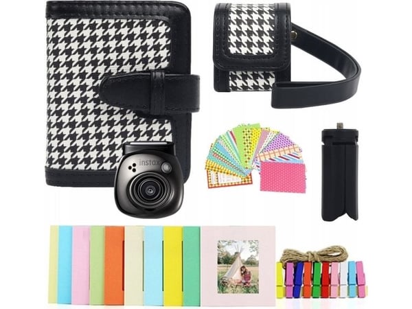 LoveInstant sett 5-i-1 tilbehør etui album klistremerker rammer stativ til Fuji Instax Pal / svart