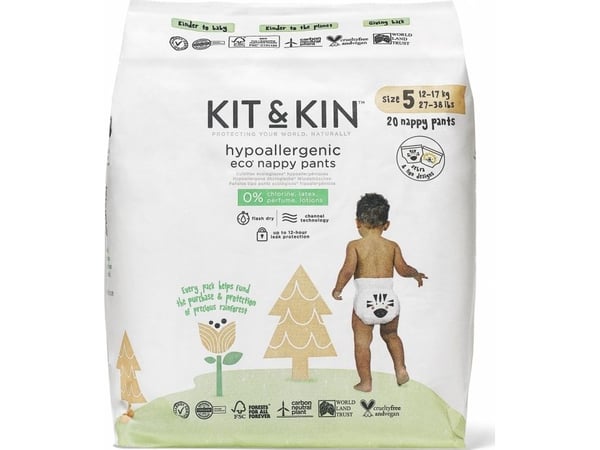 Kit and Kin Nappy Pants bleiebukser 5, 12–17 kg, 20 stk.