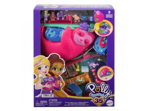 Mattel Polly Pocket Action Figur Sloth Family (HRD40)