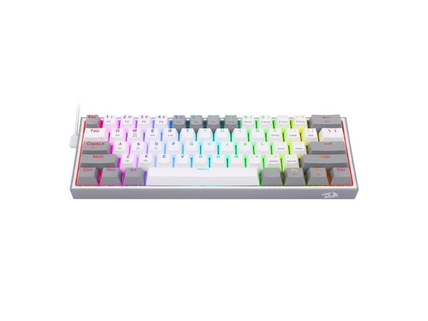 REDRAGON FIZZ PRO K616, Kabel & trådlös, USB + RF trådlös + Bluetooth, Mekanisk, QWERTY, RGB LED, Grå, Vit