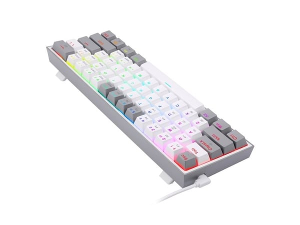 REDRAGON FIZZ PRO K616, Kabel & trådlös, USB + RF trådlös + Bluetooth, Mekanisk, QWERTY, RGB LED, Grå, Vit