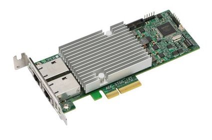 Supermicro AOC-STGS-I2T-O, Intern, Koblet med ledninger (ikke trådløs), PCI Express, Ethernet, 10000 Mbit/s, Svart, Grønn, Grå