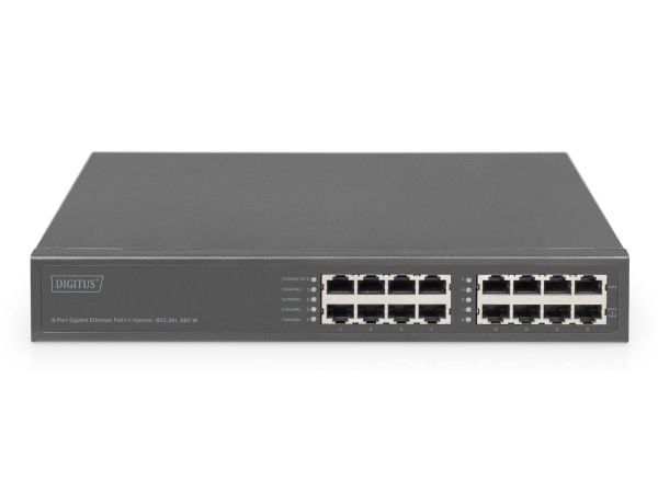 Digitus DN-95118, Fast Ethernet, Gigabit Ethernet, 10,100,1000 Mbit/s, IEEE 802.3af, IEEE 802.3at, IEEE 802.3bt, Harmaa, 100 m, 1 tuuletin(t)
