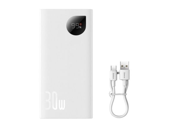 Tehopankki Baseus Pikalataava tehopankki Baseus Adaman2 10000mAh 30W (valkoinen)