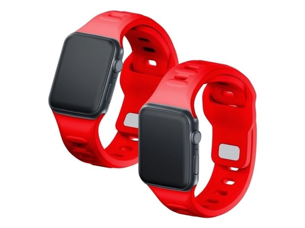3MK 5903108565684, Klokkereim, Apple, Watch series 1/2/3/4/5/6/7/8/9/SE/Ultra, Silikon, Rustfritt stål, Rød, 38/40/41 mm
