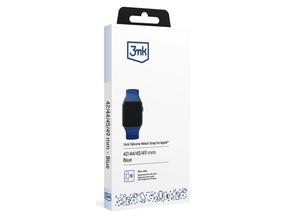 3MK 5903108565738, Klokkerem, Apple, Watch series 1/2/3/4/5/6/7/8/9/SE/Ultra, Silikon, Rustfritt stål, Blå, 42/44/45/49 mm