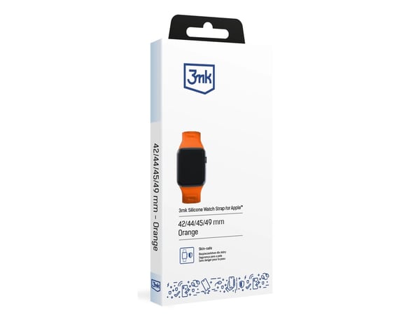 3MK 5903108565813, Klokkereim, Apple, Watch series 1/2/3/4/5/6/7/8/9/SE/Ultra, Silikon, Rustfritt stål, Oransje, 42/44/45/49 mm