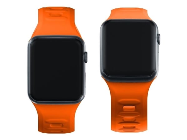 3MK 5903108565813, Klokkereim, Apple, Watch series 1/2/3/4/5/6/7/8/9/SE/Ultra, Silikon, Rustfritt stål, Oransje, 42/44/45/49 mm