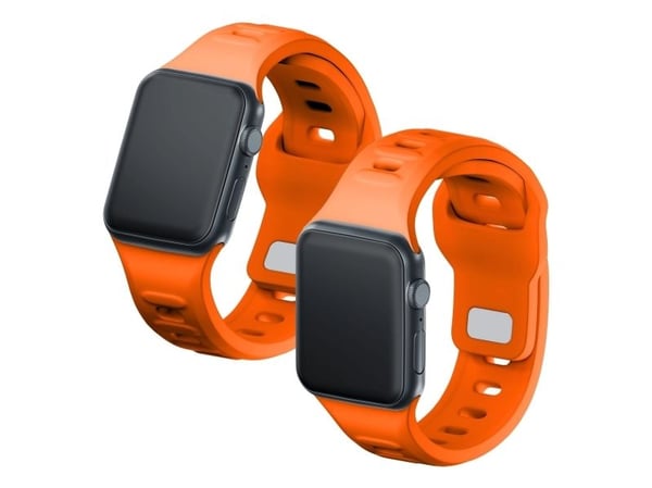 3MK 5903108565813, Klokkereim, Apple, Watch series 1/2/3/4/5/6/7/8/9/SE/Ultra, Silikon, Rustfritt stål, Oransje, 42/44/45/49 mm