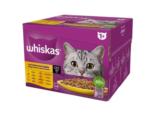 Whiskas WHISKAS Kyllingand fjærfe kalkun i saus 24x85g