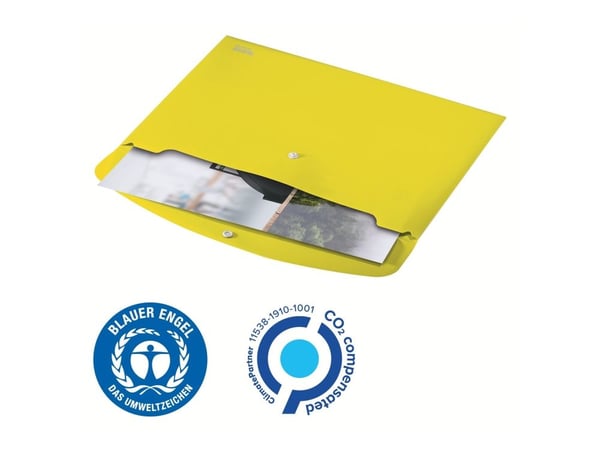 Leitz 46780015, Envelope folder, A4, Polypropeeni (PP), Keltainen, Vaakataso, 60 arkkia